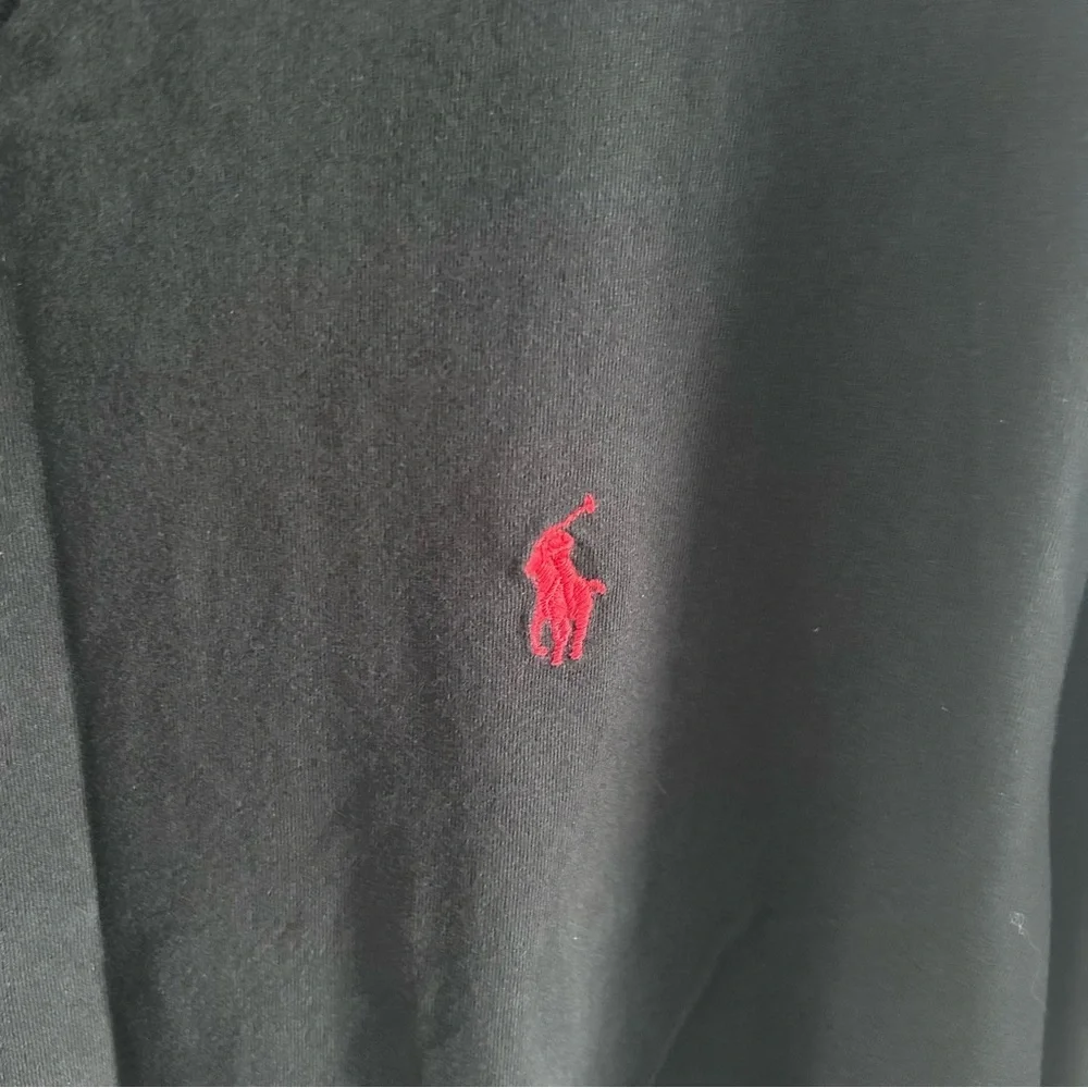 🏇 Polo by Ralph Lauren Black V-Neck Long Sleeve Shirt with Red Pony L